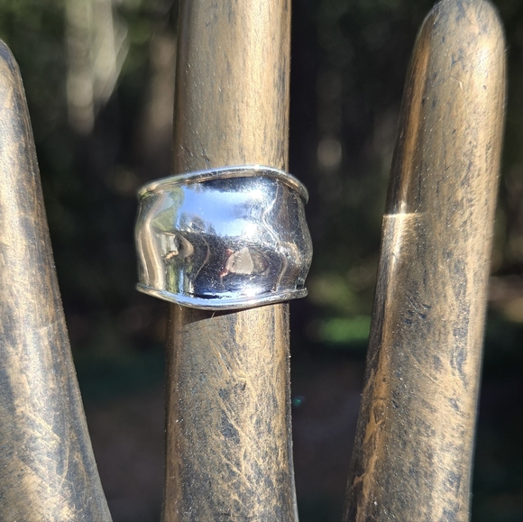 Sterling Silver Finger Cuff Ring Sz8 Adjustable - Picture 3 of 8
